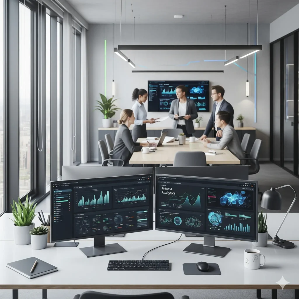 Business performance dashboard with position tracking and growth metrics, illustrating how MIG Innovations’ Colorado‑based digital solutions help companies streamline operations and drive growth.
